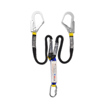 Single and double large hook elastic buffer bag safety rope high-altitude work safety belt connecting rope construction anti-fall safety belt