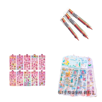 Six-color ballpoint pen cartoon cute creative stickers childrens notebook strawberry bear laser stickers