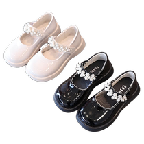 Elsa Girls Princess Shoes 2024 New Childrens Shoes 4-16 Years Old Velcro Crystal Solid Color Student Small Leather Shoes