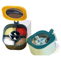 Seasoning box combination set multi-grid all-in-one kitchen supplies salt shaker home collection multi-grid storage seasoning box with lid