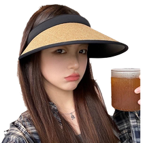 Jiaoxias same style sun protection hat new vinyl summer sun hat fashionable outdoor straw hat sports cycling headband hat