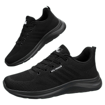 2024 new autumn simple mens shoes classic pure black walking sneakers light and fashionable casual shoes for couples