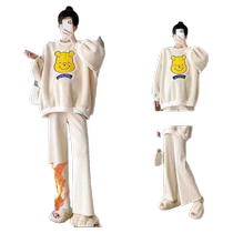 Maternity suit autumn and winter fashionable fashionable maternity wear autumn and winter outer wear plus velvet sweatshirt 2024 new womens trend