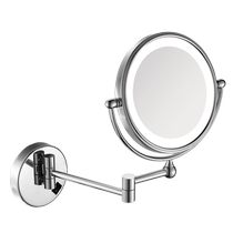 Bathroom makeup mirror with light LED double-sided fill-in light wall-mounted telescopic and foldable bathroom magnifying beauty mirror for hotel