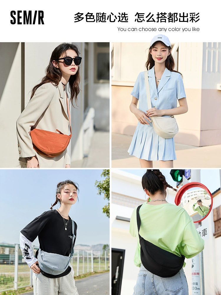 Túi Messenger Semir Túi Nữ Túi Đeo Vai Đa Năng Túi Thể Thao Sát Nách Túi Vải Bánh Bao Túi Nữ