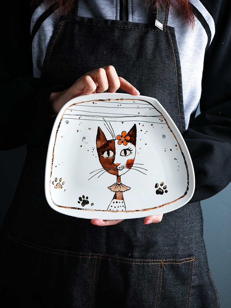 Selley meow star express baby cat ceramic tableware children eat bowl western disk bowl of soup bowl plate