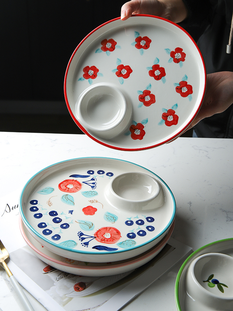 Selley Japanese under glaze color porcelain tableware round dumplings dribbling vinegar dish creative cold dish dish home dish dish dish