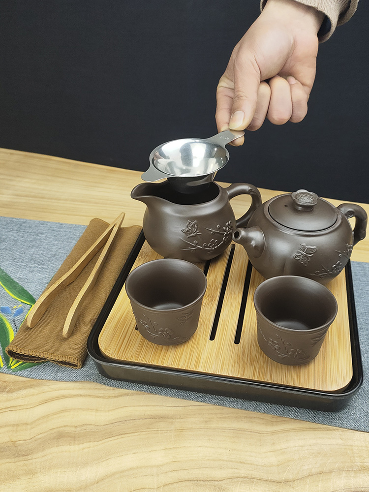 Purple sand tea set home little kung fu - teapot ceramic tea sets tea tray package bag portable