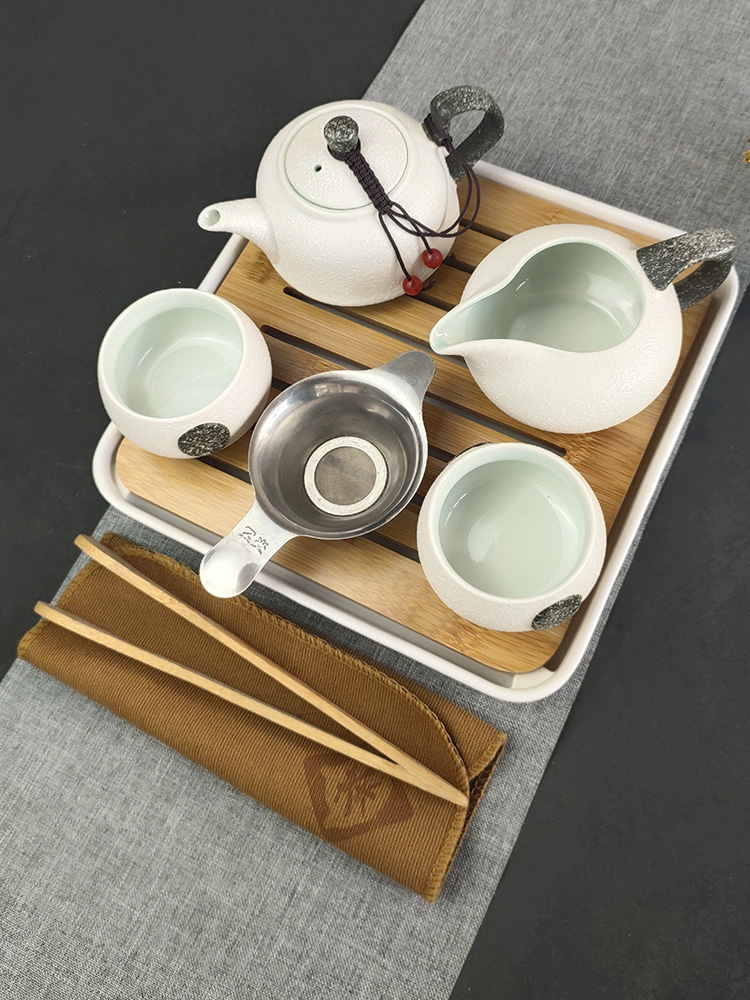 Snowflakes household utensils suit small sets of kung fu Japanese contracted teapot teacup ceramic tea sets tea tray package