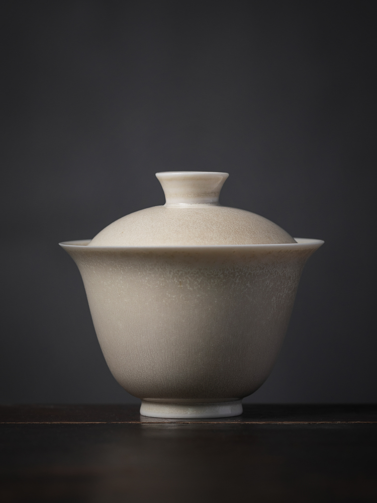 Jiangnan tureen ceramic cups kung fu past three begin a dust burned Buddha tea bowl suit white porcelain tea set