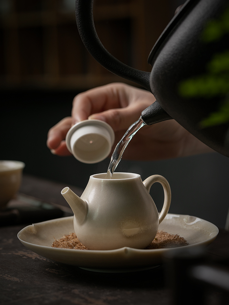 Jiangnan past plant ash little teapot ceramic household hand made firewood pear type pot of kung fu tea pot teapot