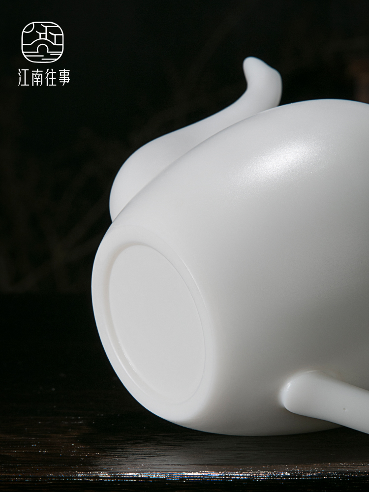 Jiangnan past China white porcelain teapot kung fu tea set ceramic teapot suet jade beauty shoulder single pot