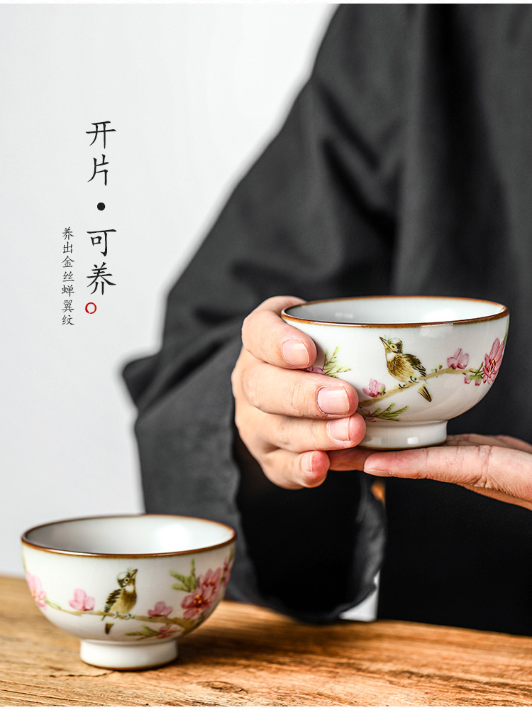 Jingdezhen Xu Jiaxing hand - made peach blossom put water point your up teacup kung fu master cup single cup of pure manual for cup size