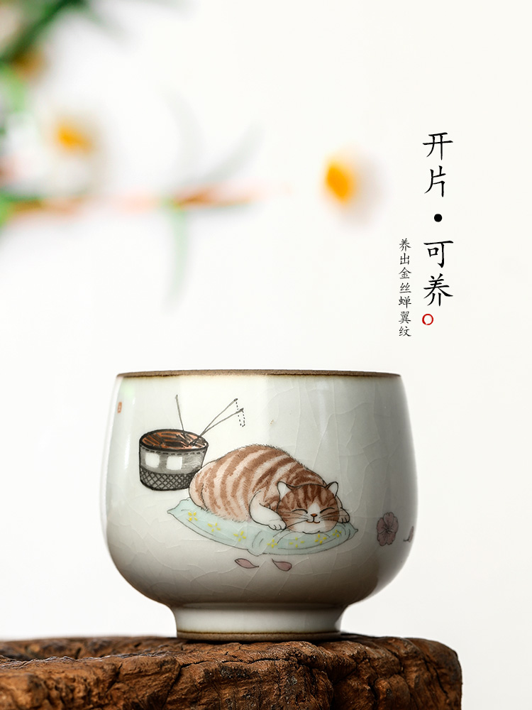 Your up with pure manual kongfu master cup single CPU jingdezhen ceramic sample tea cup single hand - made the cat getting cups