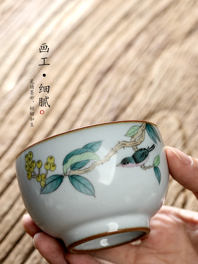 Jingdezhen hand - made master cup single cup your up kung fu tea sample tea cup single ceramic checking painting of flowers and tea set