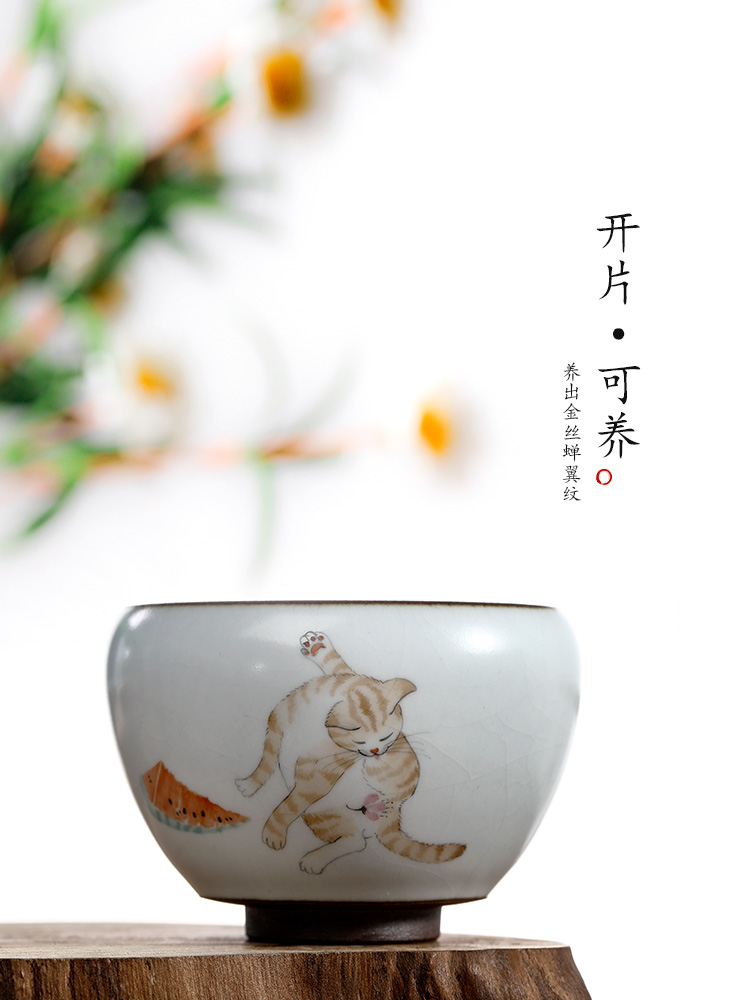 Your up hand - made master kung fu tea cup pure manual jingdezhen ceramic sample tea cup cup single CPU single cats tea sets