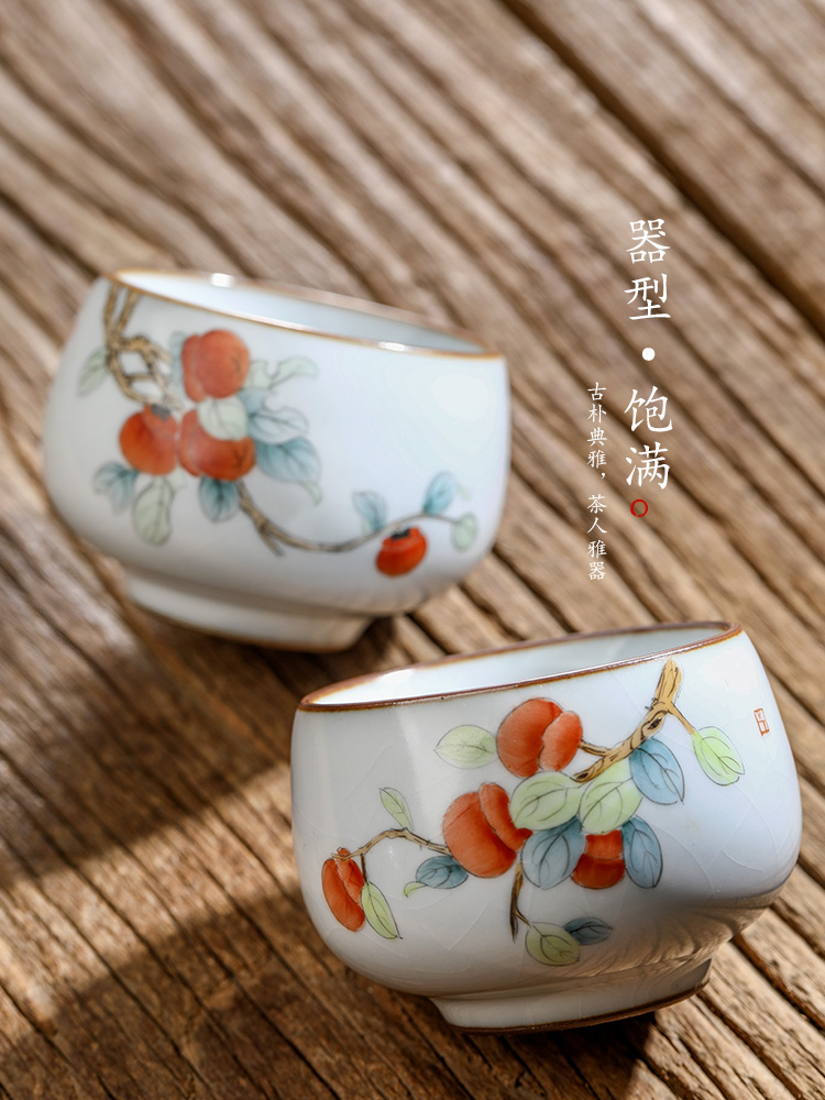 Jingdezhen your up master cup single cup pure manual kung fu tea set ceramic cups sample tea cup single hand - made of persimmon