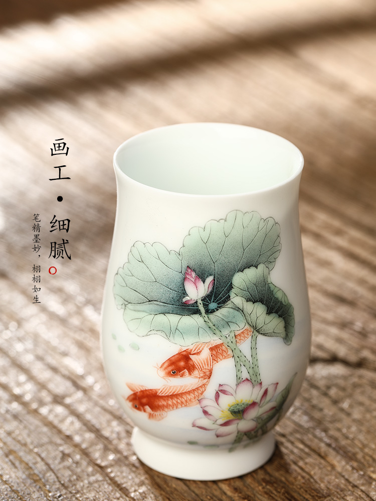 Jingdezhen porcelain hand - made kung fu master cup sample tea cup single cup of pure manual ceramic tea set single cups of tea light