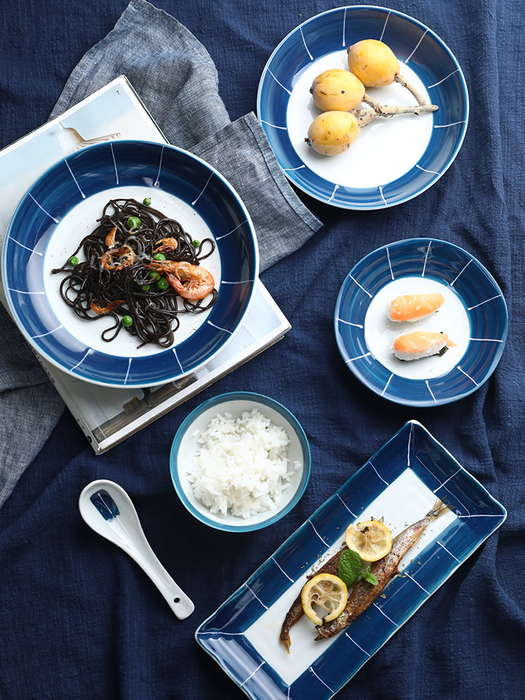 Japanese dishes dishes suit single rice bowls bowl of soup bowl with rainbow such as bowl jingdezhen ceramic tableware large household