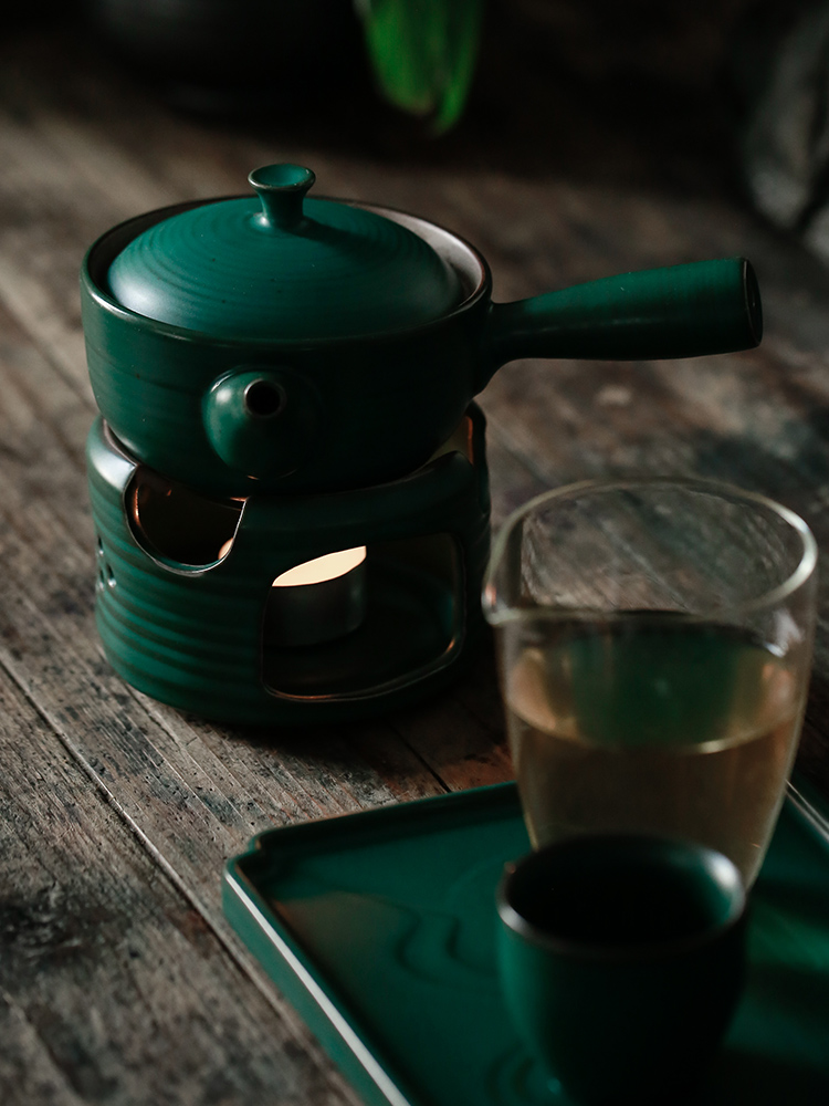 ShangYan Japanese coarse pottery tea boiling kettle black pottery based heating furnace temperature tea, kungfu tea boiled tea set