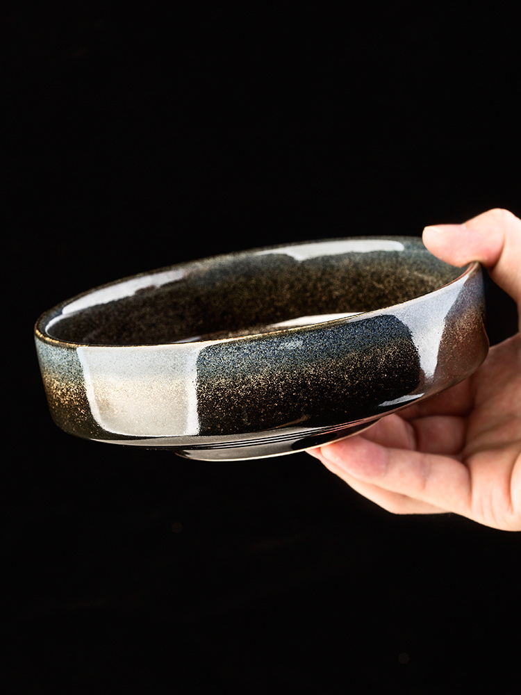 Creative ceramic bowl bowl of black and white contracted deep bowl porringer salad bowl household conical always tall bowl of salad plate
