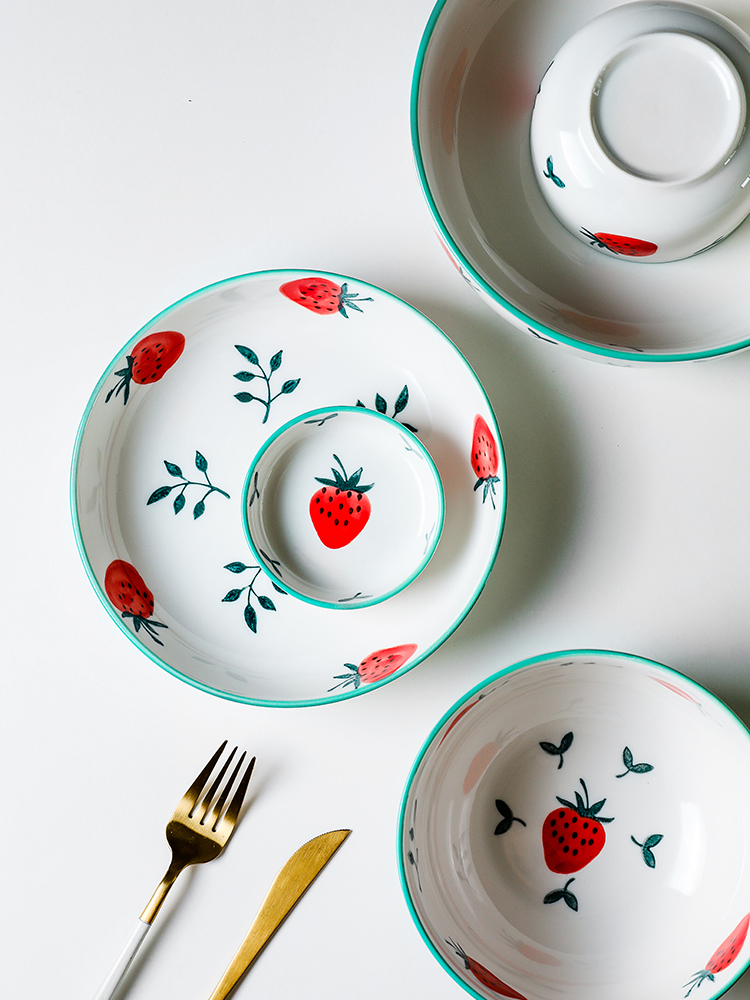 Boss on spring creative strawberry tableware ins 0 fish dish the Nordic household ceramic bowl rainbow such as bowl soup bowl