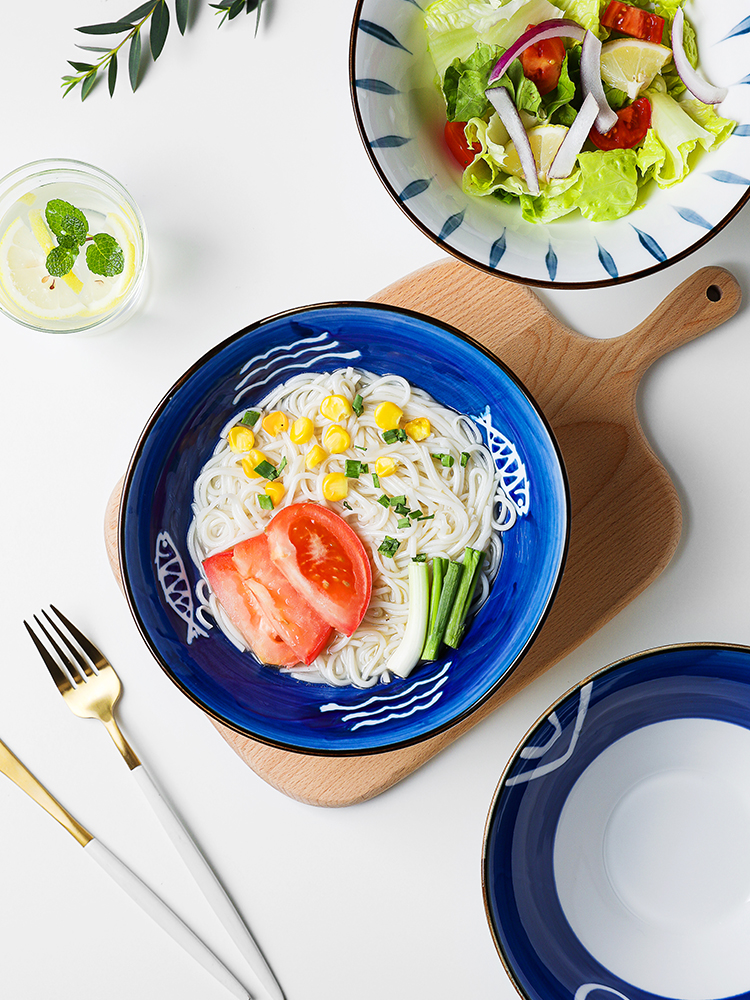Boss the month Liao Re Japanese large pull rainbow such use ceramic eat noodles bowl household noodles hat to a soup bowl