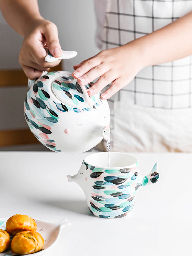 Boss the month mark cup coffee cup creative hand - made ceramic lovers kiss fish for a glass of water glass tea set