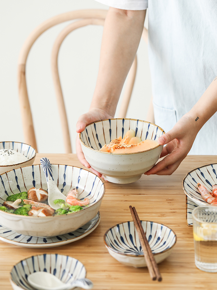 Rings Japanese boss month under the glaze color of household ceramics tableware 0 fish plate of rice bowls big bowl to eat the rainbow such use