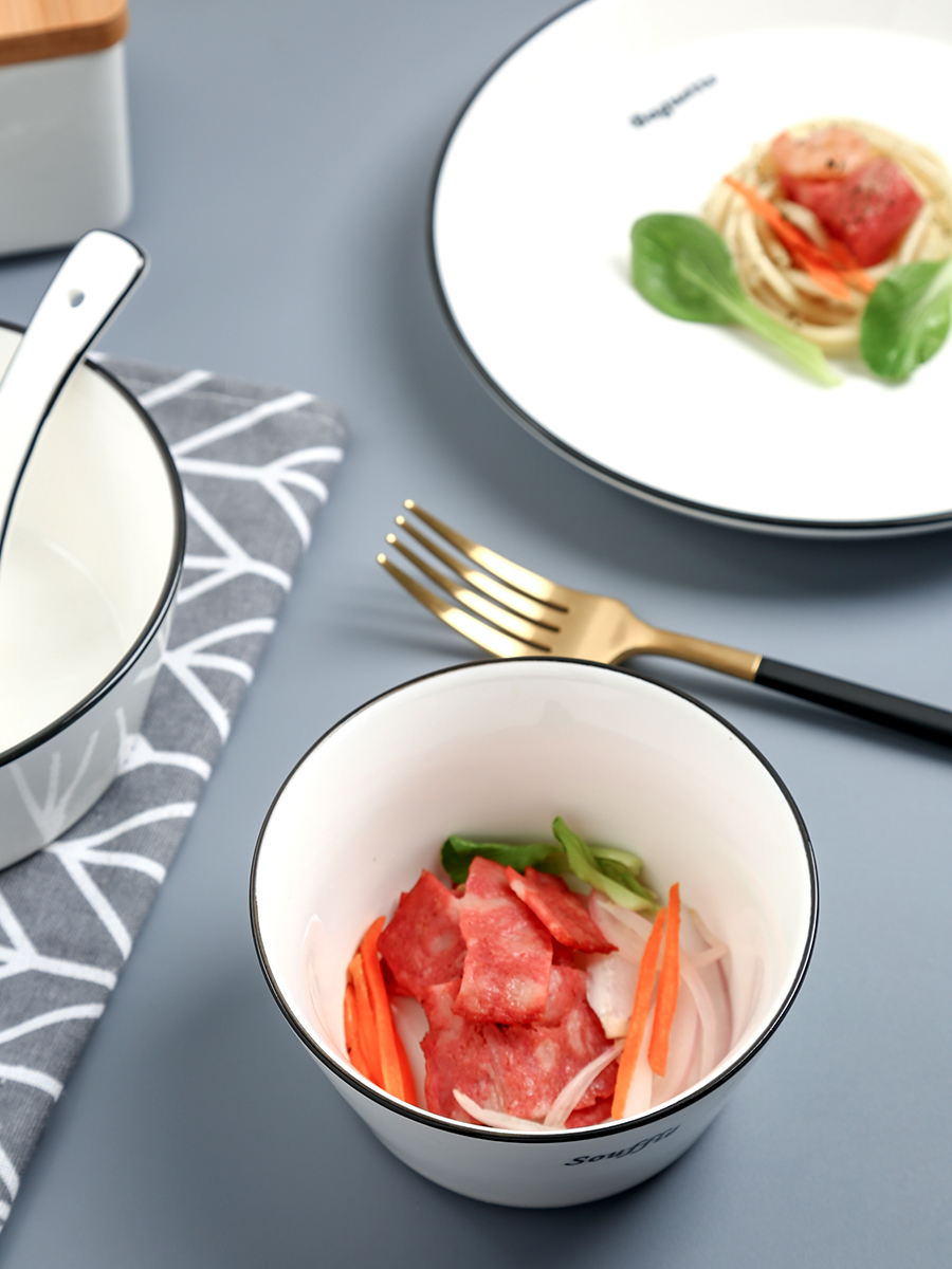 Dishes suit household contracted wind Nordic web celebrity ins tableware couples a single combination rice bowl dish ceramic bowl