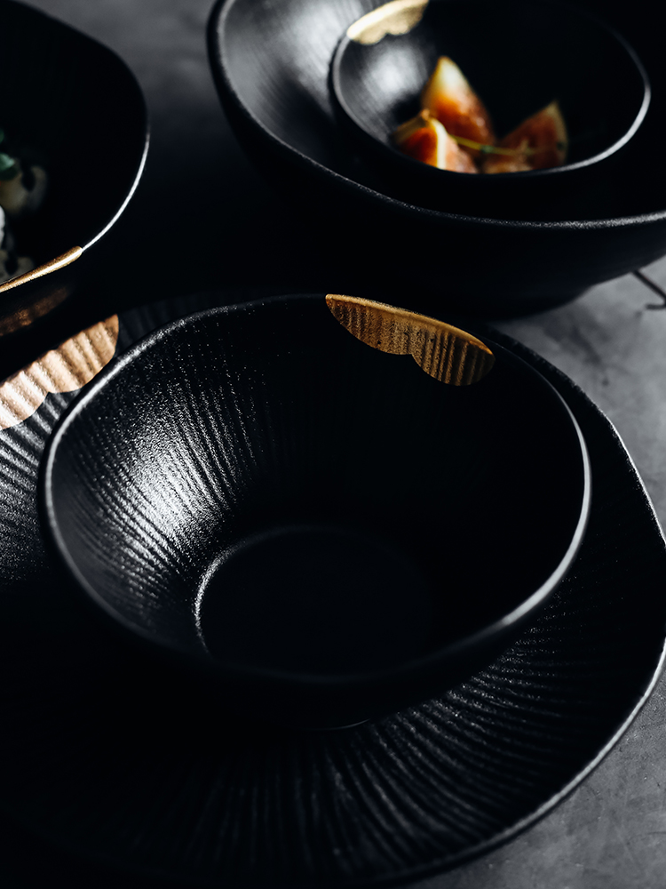 Tao soft Nordic fuels the irregular meal bowl of rice bowls of pottery and porcelain tableware soup can grind arenaceous black rainbow such as bowl restaurant dishes