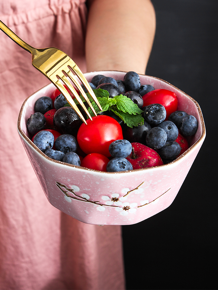 Household Japanese dishes suit to eat dish bowl chopsticks dishes round ceramic combination hexagonal platter snowflakes tableware