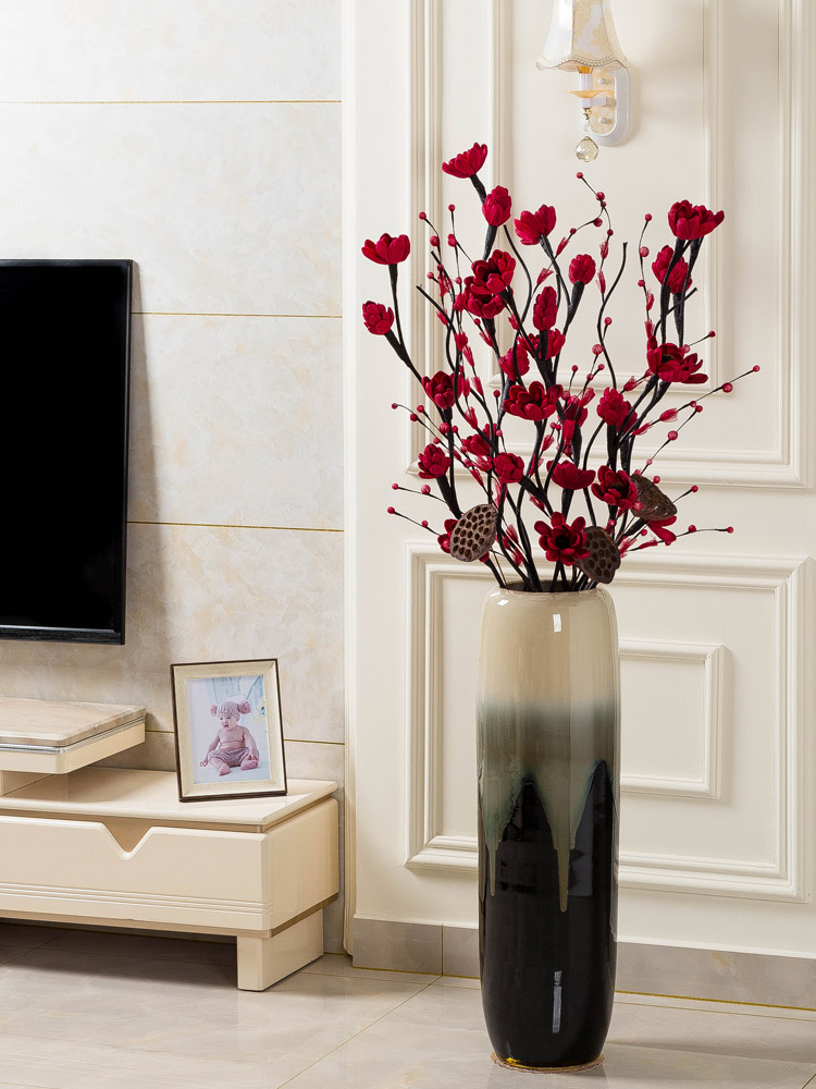 Jingdezhen ceramic vase landing large dried flower adornment is placed high Chinese I and contracted sitting room European flower arrangement