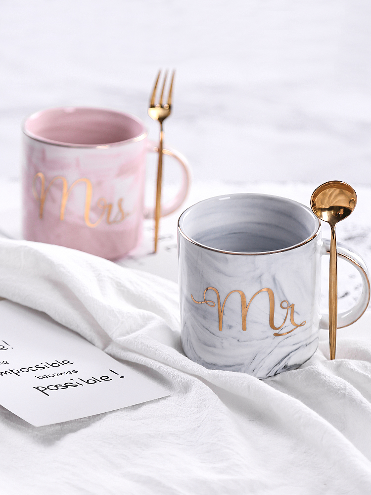 Marble mark cup ceramic creative household contracted office Nordic men and women lovers glass coffee cup