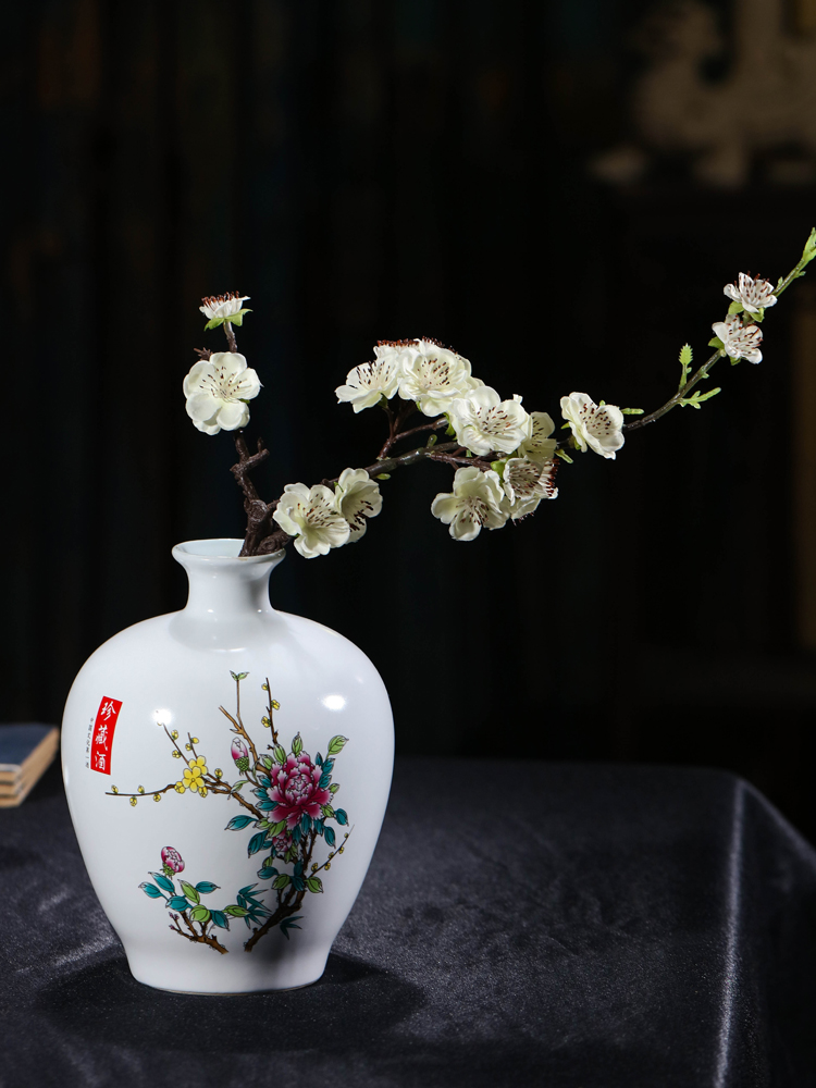 Jingdezhen ceramic small bottle 1 catty 2 jins 5 jins of 10 jins domestic jars archaize empty wine bottle seal wine casks