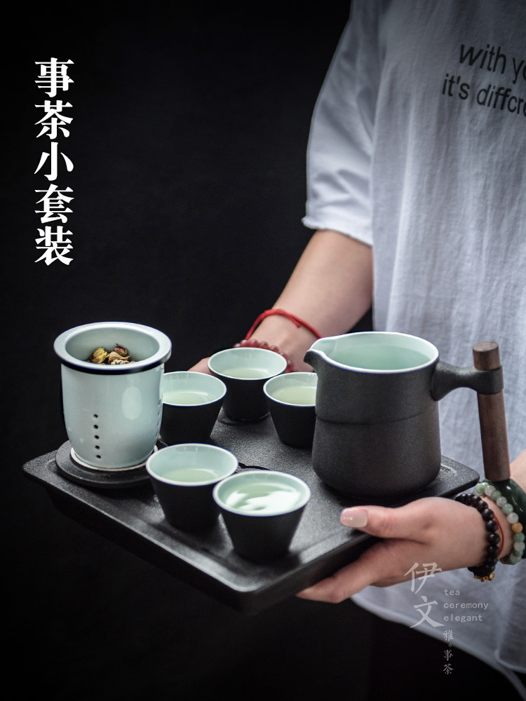 Evan ceramic kung fu tea set office home teapot tea tray box in a pot of five cups of a complete set of belt