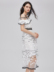 Ngôi sao có cùng một đoạn Miss COCOON2019 hè mới của phụ nữ áo dài tay lệch vai hoa sen - Váy eo cao 	váy dây buộc eo Váy eo cao
