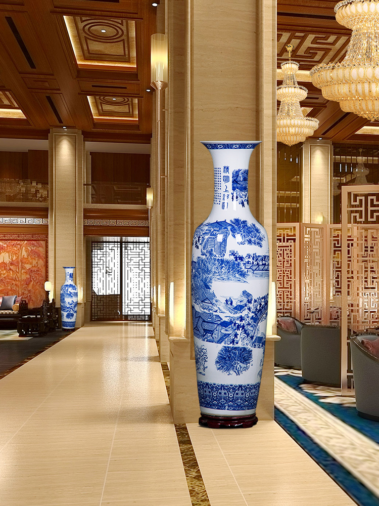 Hand - made ching Ming blue and white porcelain is jingdezhen ceramics vase painting of large sitting room adornment is placed large extra large