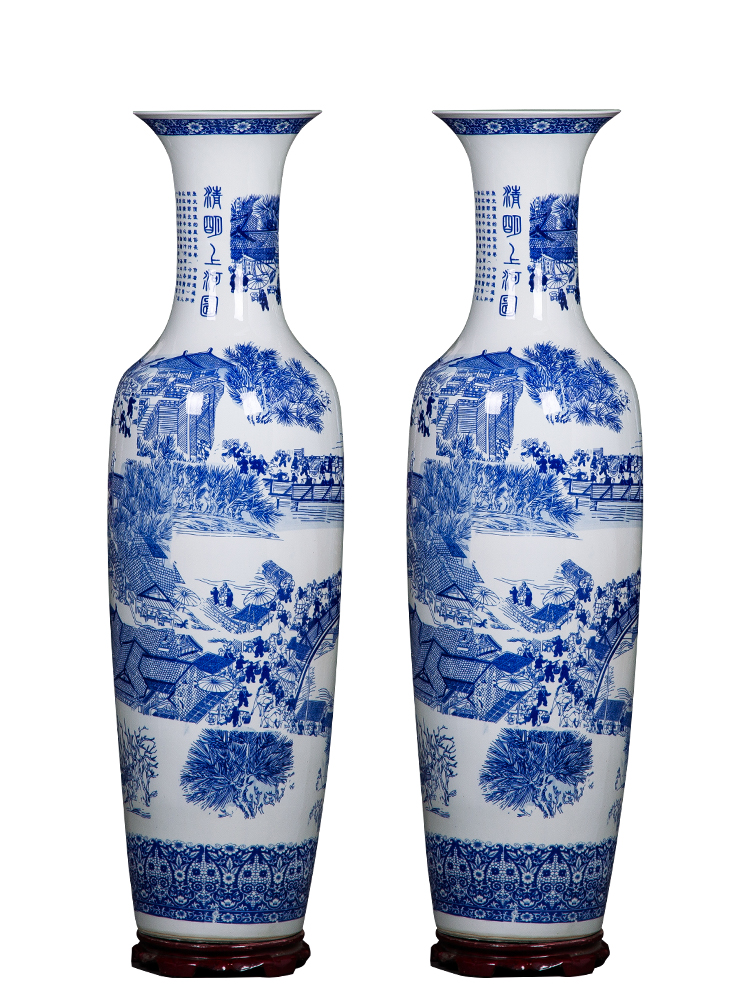 Hand - made ching Ming blue and white porcelain is jingdezhen ceramics vase painting of large sitting room adornment is placed large extra large