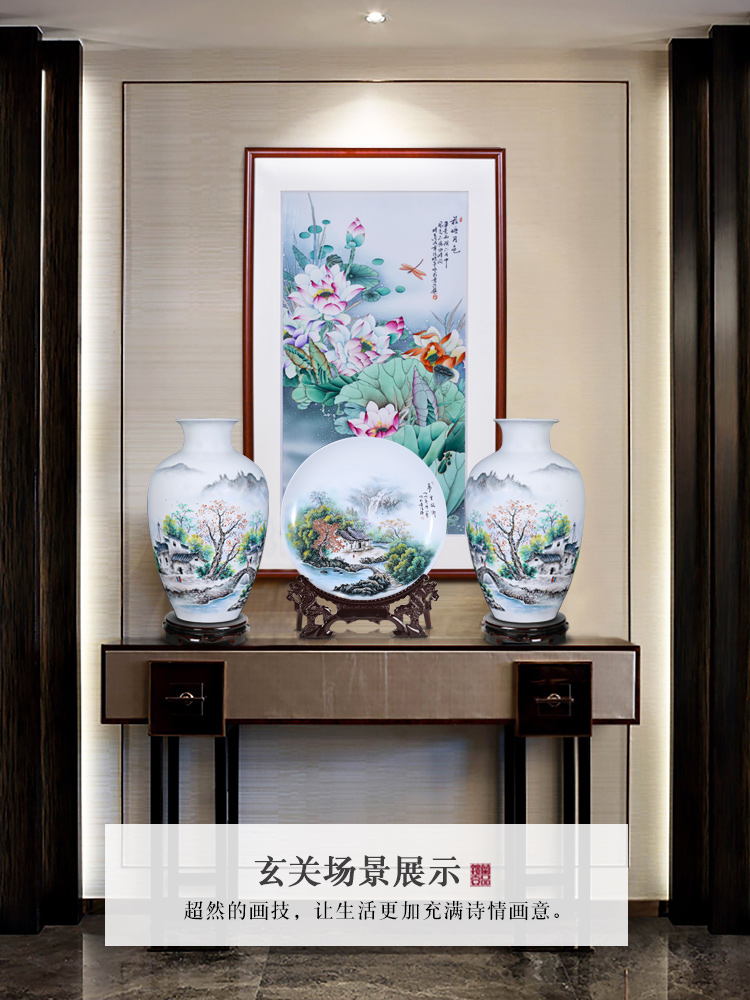 Jingdezhen ceramics vase three - piece of new Chinese flower arranging dried flowers sitting room TV cabinet household act the role ofing is tasted furnishing articles