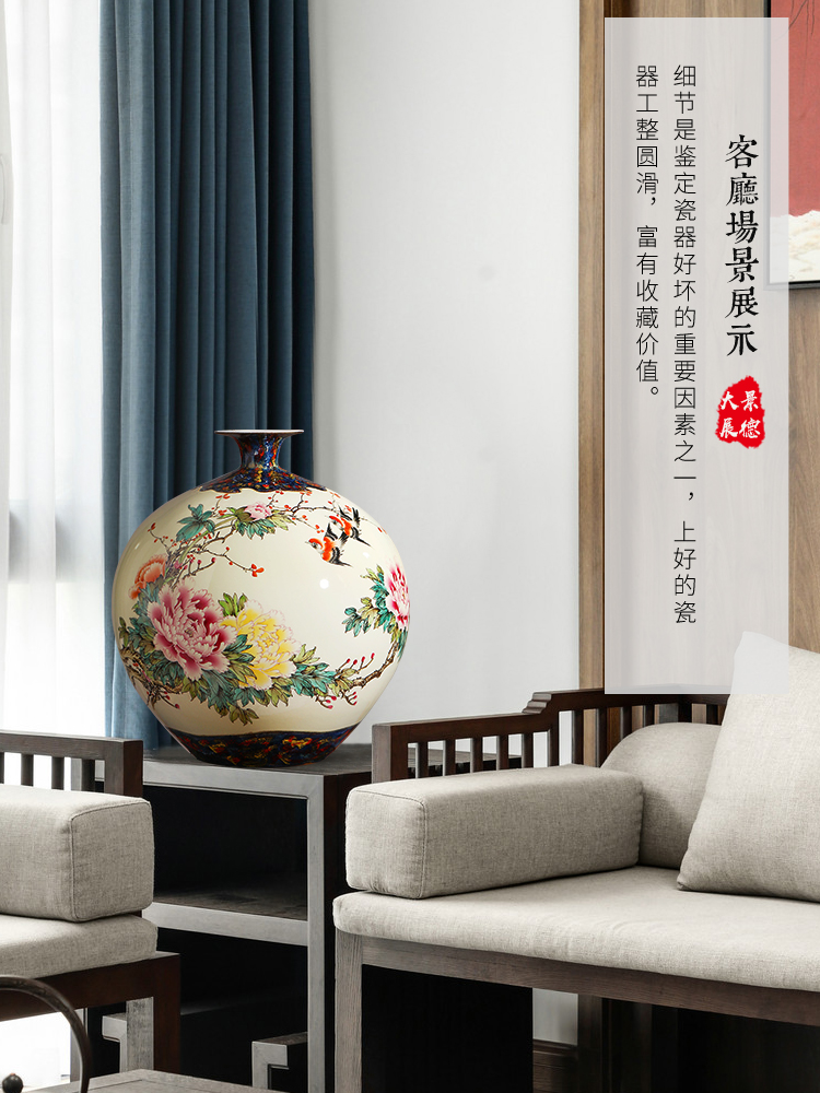 New Chinese style hand - made ceramic furnishing articles big vase peony rich ancient frame porch zen retro sitting room adornment arranging flowers