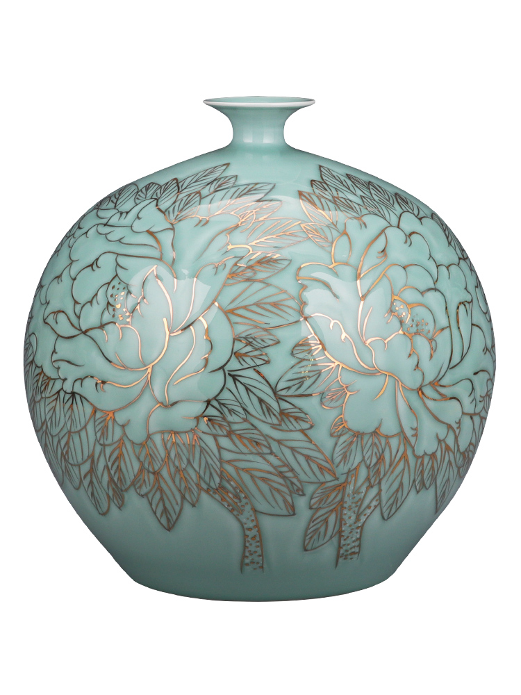 Jingdezhen ceramics vase large master hand relief shadow blue paint pomegranate bottles of sitting room adornment is placed