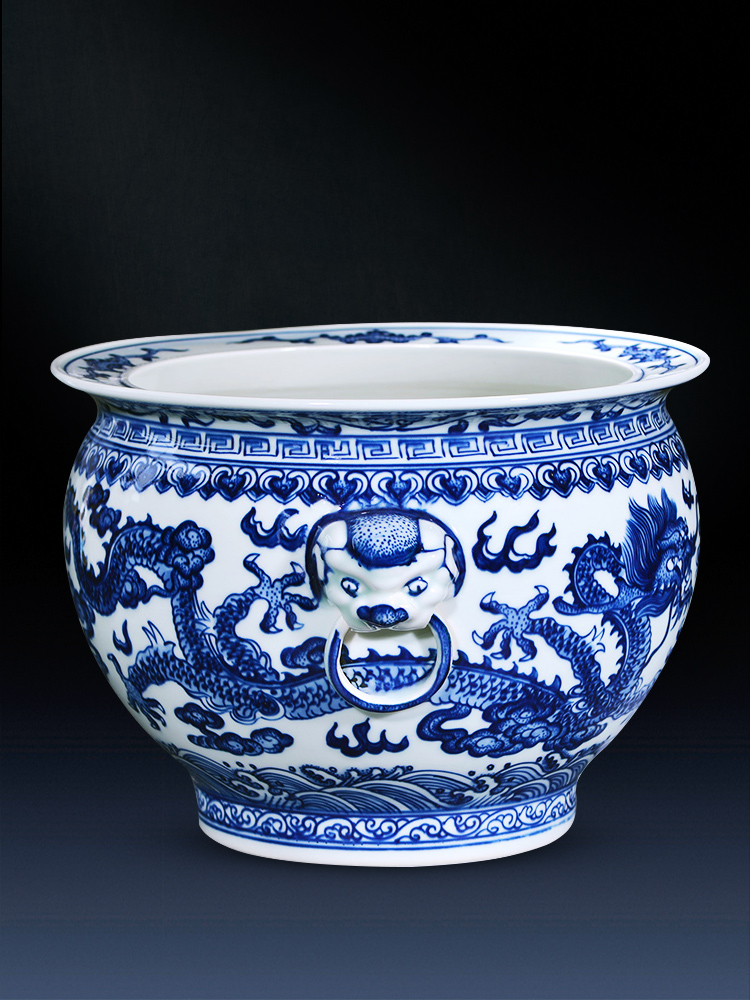 Hand - made cornucopia of blue and white porcelain of jingdezhen ceramics feng shui plutus furnishing articles sitting room of the new Chinese style household ornaments