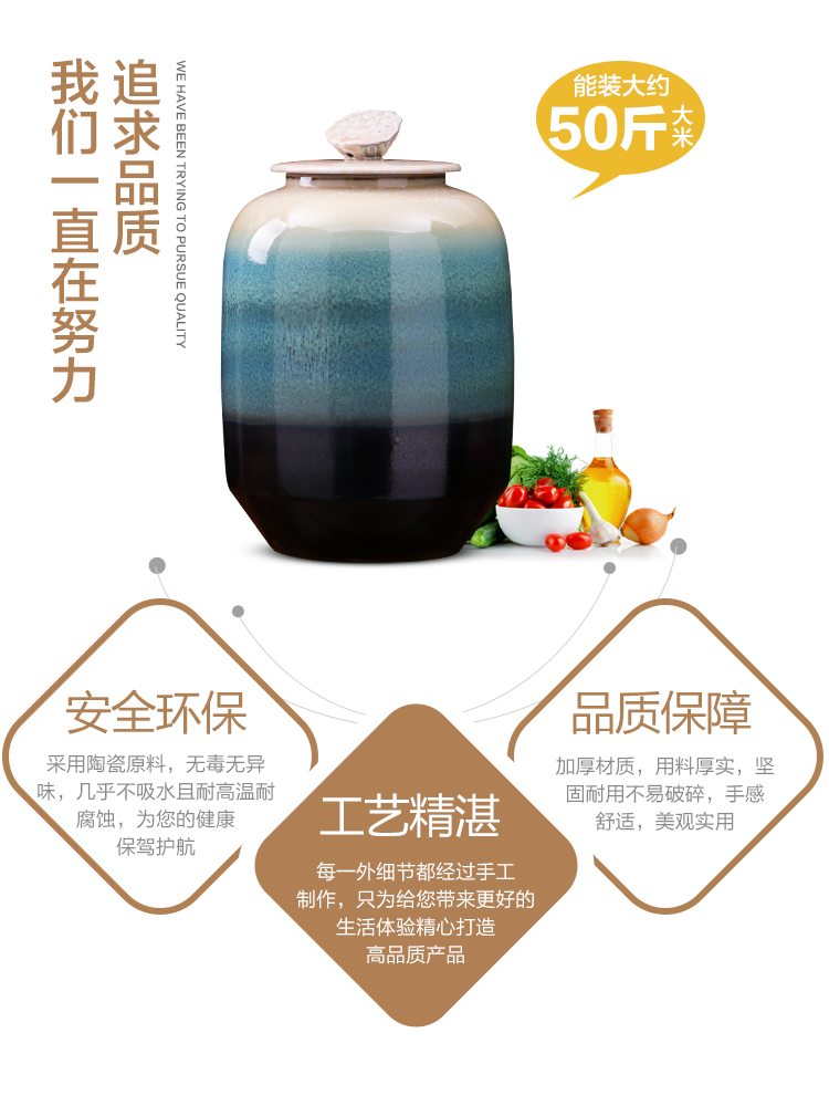Jingdezhen porcelain furnishing articles caddy fixings ceramic large seal pot of tea cake tin barrel 15 kg 30 jins 50 kg insect - resistant