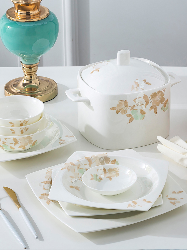 Dishes suit household European - style jingdezhen ceramic tableware Chinese Dishes ipads porcelain tableware suit dish bowl