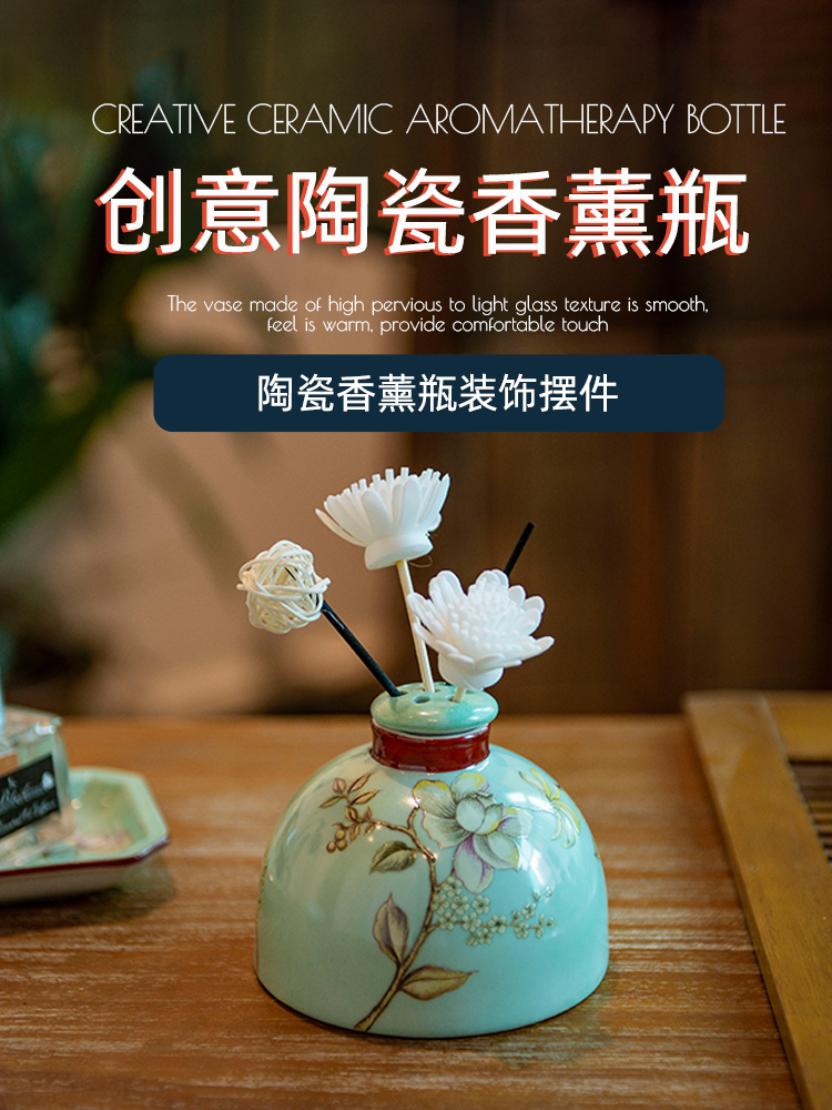 New Chinese style ceramic famille rose aromatherapy bottles of American household adornment bedroom living room furnishing articles aroma stove frame of home stay facility