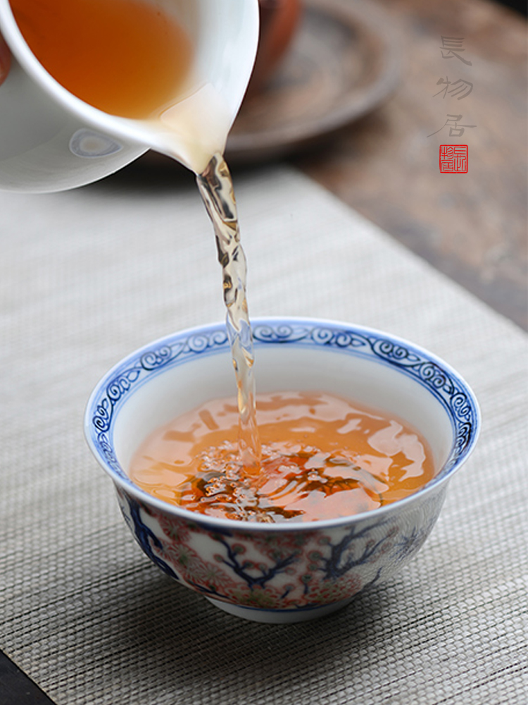 Offered home - cooked in blue and white youligong shochiku mei hand - made porcelain bowl cups of jingdezhen ceramic tea set manually