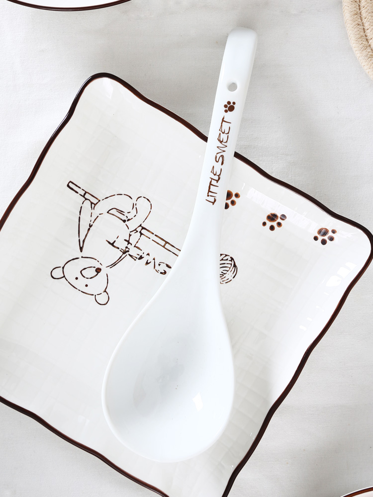 Shun auspicious ceramics miro bear small spoon ladle household creative European - style spoon, spoon, spoon, tableware suit dessert spoon