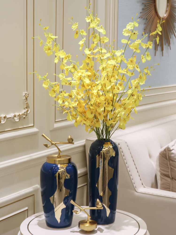 Light European - style key-2 luxury living room TV cabinet decoration vase is placed between example club ceramic flowers floral receptacle simulation
