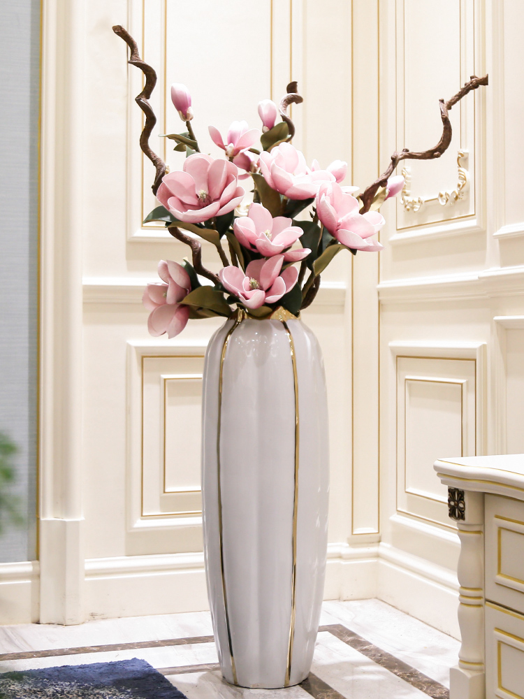 Light key-2 luxury furnishing articles vase flower arranging ceramic sitting room floor bedroom TV ark, Nordic contracted wind flowers, home decoration
